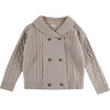 Jesper Cable Knit Double Breasted Front Button Cardigan, Soft Taupe - Cardigans - 1 - thumbnail