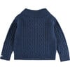 Jesper Cable Knit Double Breasted Front Button Cardigan, Royal Blue Melange - Cardigans - 2