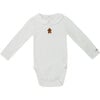 Kris Gingerbread Peter Pan Collar Long Sleeve Snap Bodysuit, Off-White - Bodysuits - 1 - thumbnail