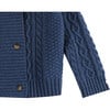 Jesper Cable Knit Double Breasted Front Button Cardigan, Royal Blue Melange - Cardigans - 5