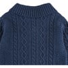 Jesper Cable Knit Double Breasted Front Button Cardigan, Royal Blue Melange - Cardigans - 6