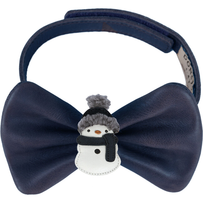 Jery Nubuck Leather Snowman Velcro Bow Tie, Navy