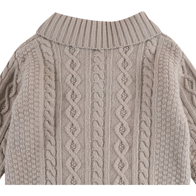 Jesper Cable Knit Double Breasted Front Button Cardigan, Soft Taupe - Cardigans - 7