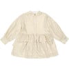 Jazzley Ruffle Long Sleeve Front Button A-Line Skirt Dress, Soft Sand Metallic - Dresses - 1 - thumbnail