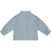 Flo Ruffle Neck Long Sleeve Front Button Blouse, Foggy Blue - Blouses - 2