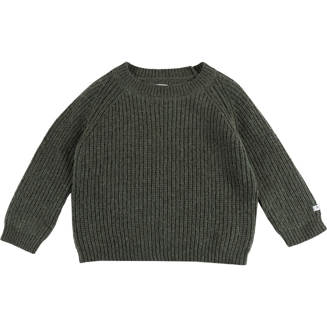 Garie Knit Crew Neck Long Sleeve Sweater, Forest Green Melange