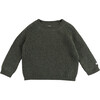 Garie Knit Crew Neck Long Sleeve Sweater, Forest Green Melange - Sweaters - 1 - thumbnail