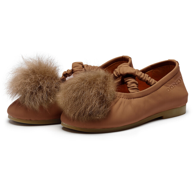 Izebella Sheep Leather Elastic Strap Ballerinas, Walnut