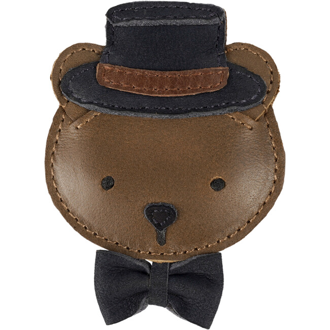 Ceesie Classic Leather Bear Hairclip, Cognac