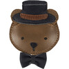 Ceesie Classic Leather Bear Hairclip, Cognac - Hair Accessories - 1 - thumbnail