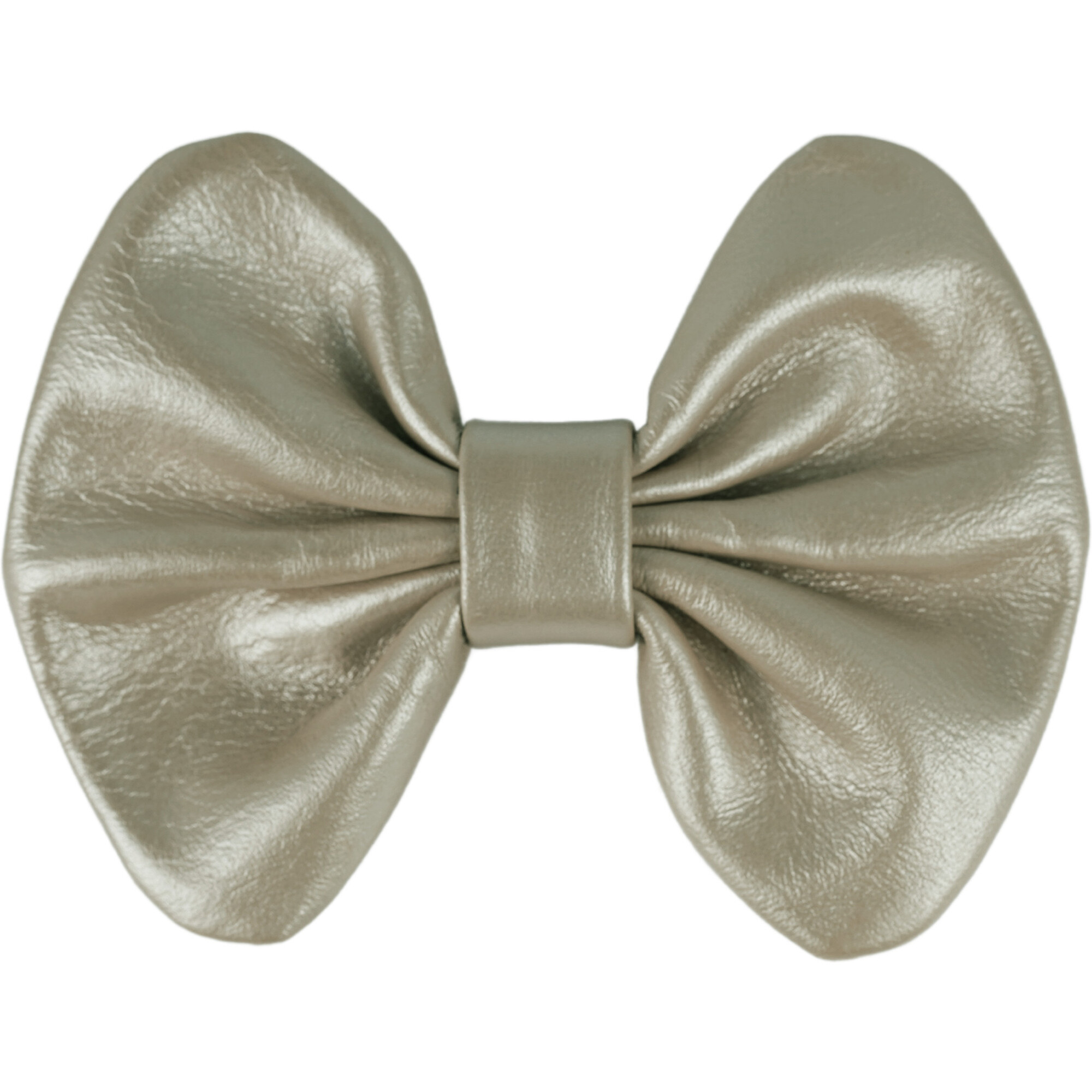 Floor Leather Exclusive Bow Hairclip, Champagne Metallic - Hair Accessories - 1