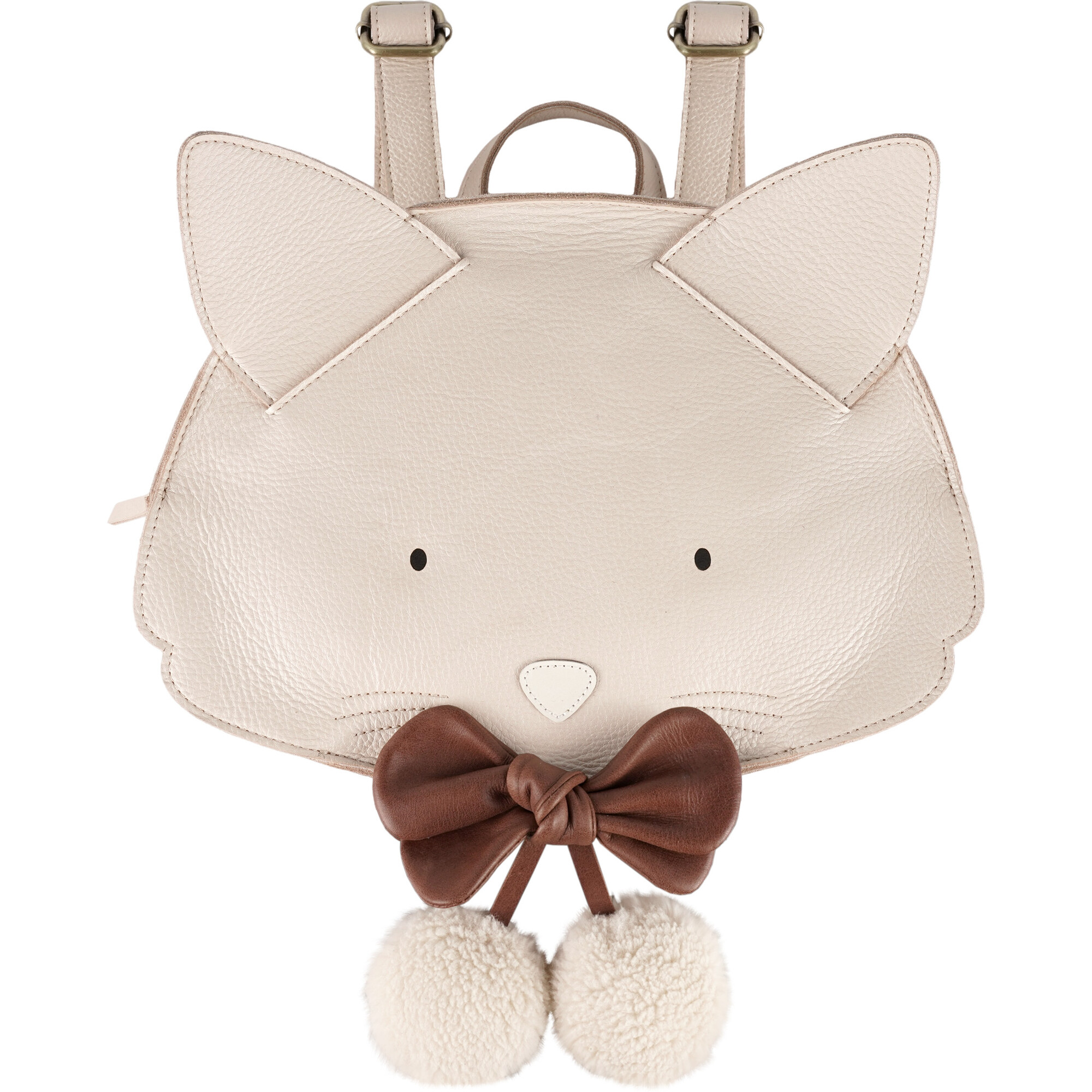 Fammy Cat Nubuck Adjustable Strap Zipper Schoolbag, Powder Metallic - Backpacks - 1
