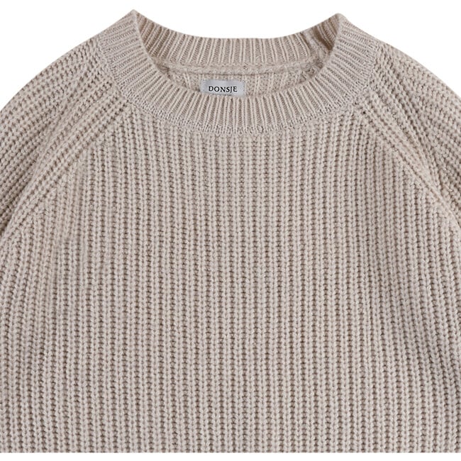 Garie Knit Crew Neck Long Sleeve Sweater, Soft Sand - Sweaters - 4