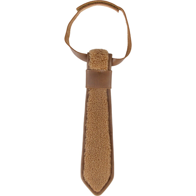 Arnold Curly Faux Fur Elastic Band Tie, Light Maple