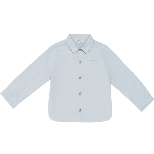 Bellare Classic Collar Long Sleeve Front Button Shirt, Ice Blue