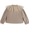 Dannae Tulle Collar Long Sleeve Front Button Jacket, Vintage Rose - Jackets - 3