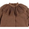 Dannae Tulle Collar Long Sleeve Front Button Jacket, Clay - Jackets - 3