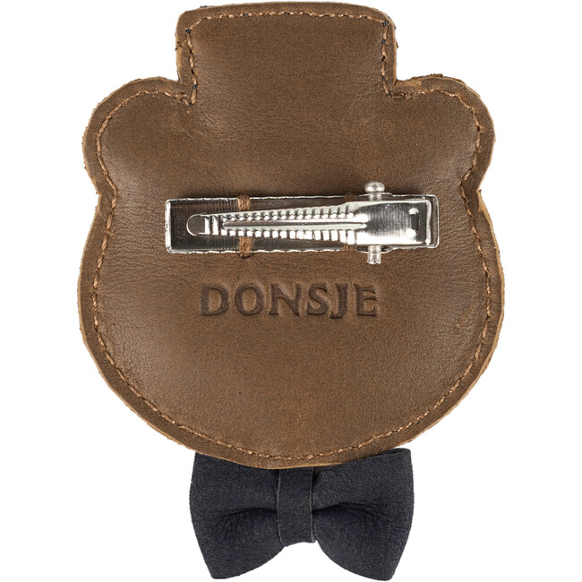 Ceesie Classic Leather Bear Hairclip, Cognac - Hair Accessories - 3