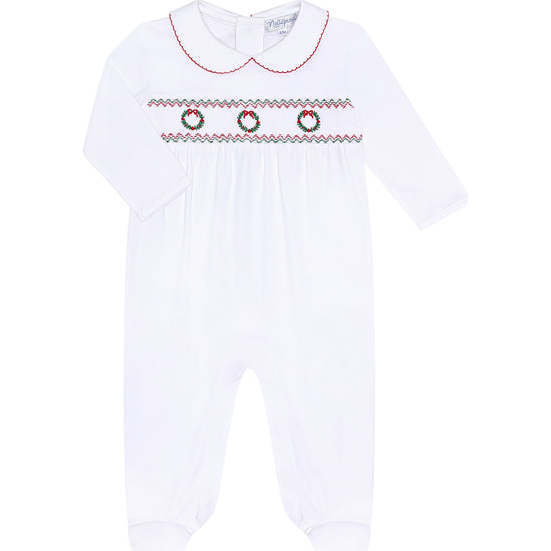 Christmas Wreath Smocked Footie