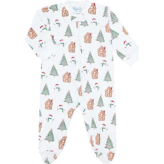 Wonderland Christmas Print Zipper Footie