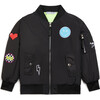 Patched Nylon Bomber Jacket, Black - Jackets - 1 - thumbnail