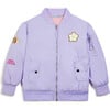 Patched Nylon Bomber Jacket, Lilac - Jackets - 1 - thumbnail