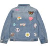 Jeweled Patched Denim Jacket, Light Blue - Jackets - 1 - thumbnail