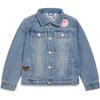 Jeweled Patched Denim Jacket, Light Blue - Jackets - 2