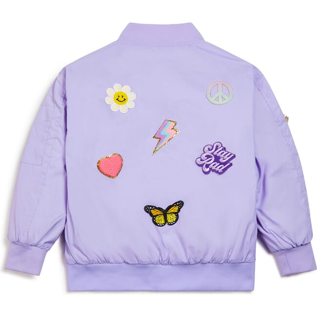 Patched Nylon Bomber Jacket, Lilac - Jackets - 2