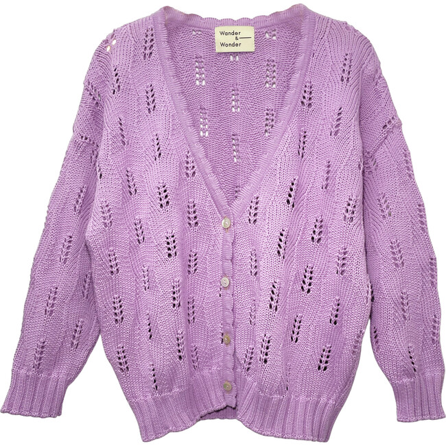 Pointelle Knit Cardigan, Wisteria