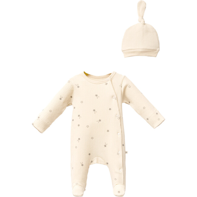 Star Print Babygrow & Hat, Cream