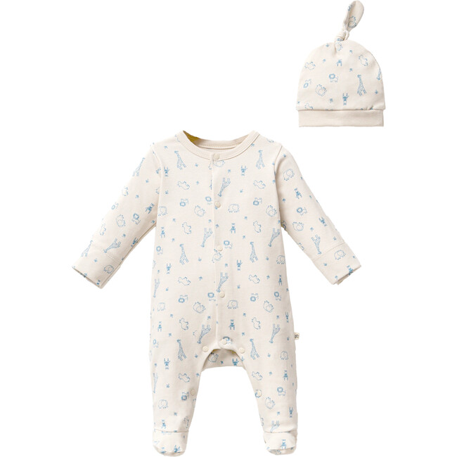 Safari Print Babygrow & Hat, Cream