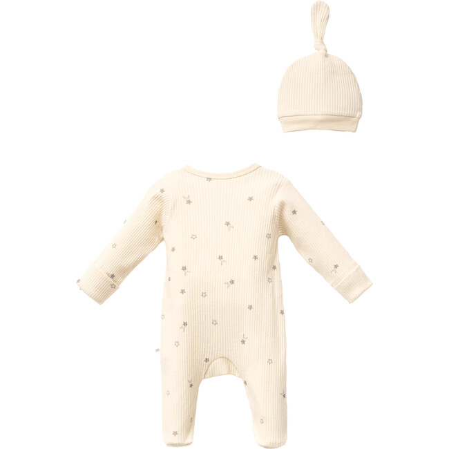 Star Print Babygrow & Hat, Cream - Footie Pajamas - 2