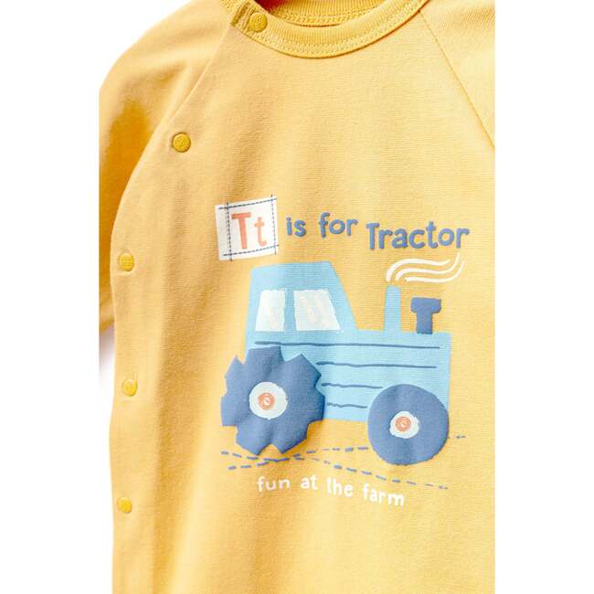 Tractor Graphic Babygrow & Hat, Yellow - Footie Pajamas - 3