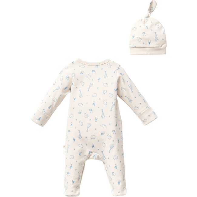 Safari Print Babygrow & Hat, Cream - Footie Pajamas - 2