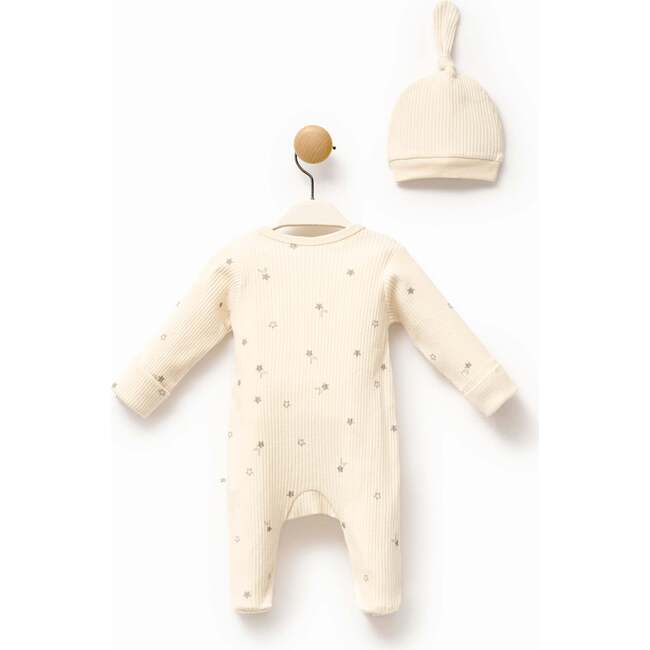 Star Print Babygrow & Hat, Cream - Footie Pajamas - 5