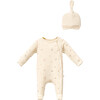 Leaf Print Babygrow & Hat, Cream - Footie Pajamas - 1 - thumbnail