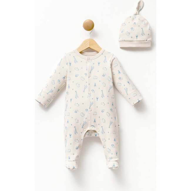 Safari Print Babygrow & Hat, Cream - Footie Pajamas - 4