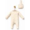 Leaf Print Babygrow & Hat, Cream - Footie Pajamas - 4