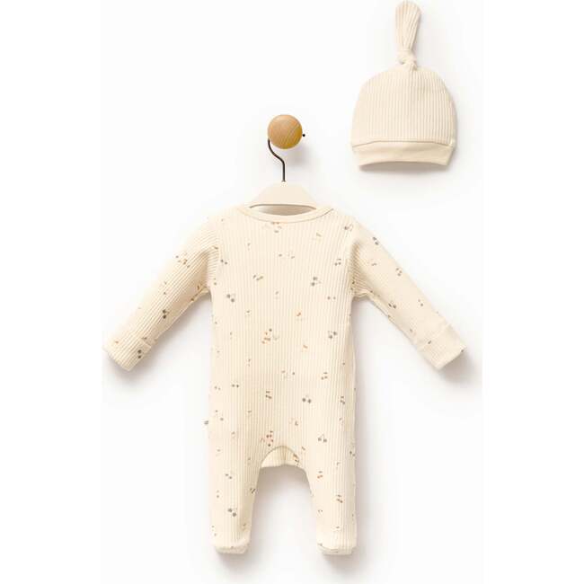 Leaf Print Babygrow & Hat, Cream - Footie Pajamas - 5