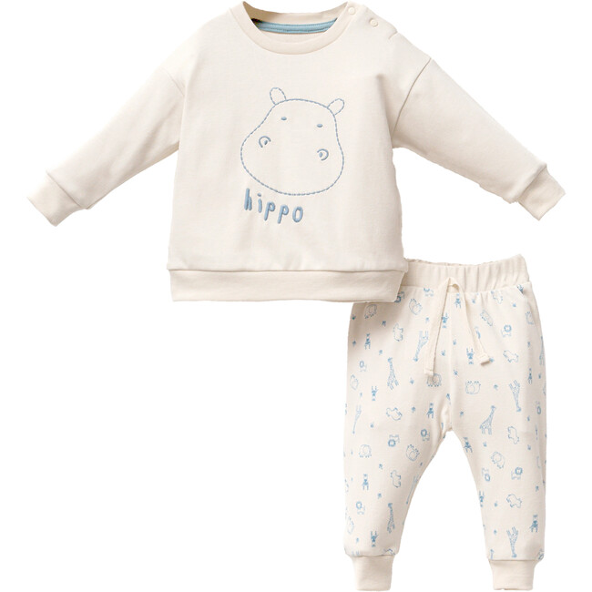 Hippo Graphic Outfit, Cream