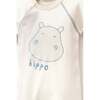 Hippo Graphic Babygrow & Hat, Cream - Footie Pajamas - 3