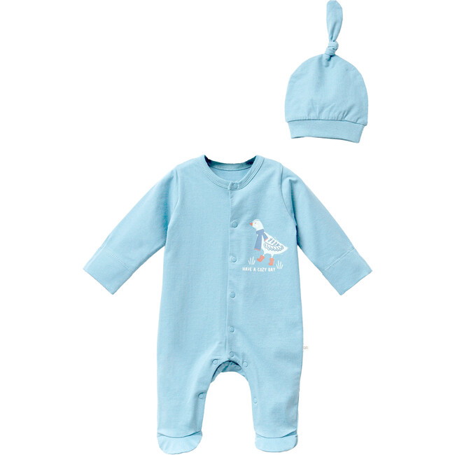 Goose Graphic Babygrow & Hat, Blue