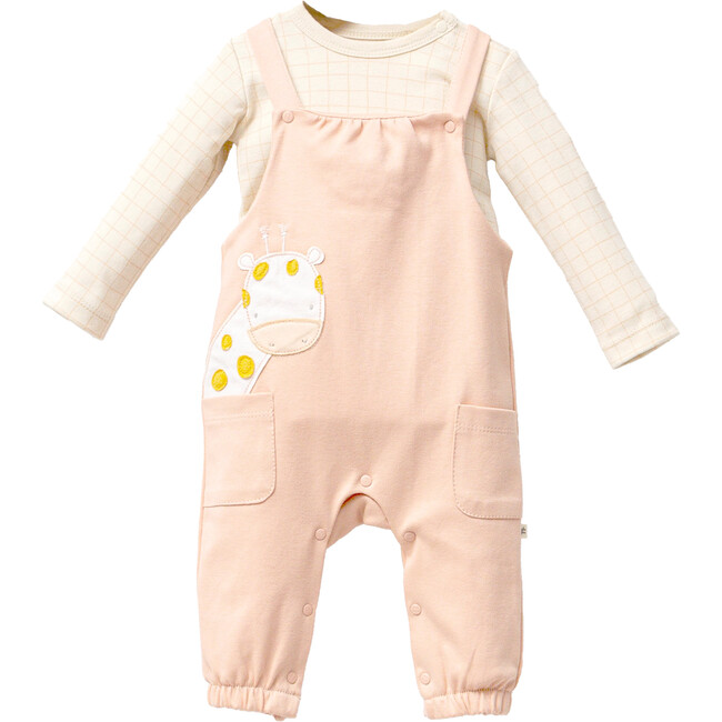 Giraffe Overalls Outfit, Peach