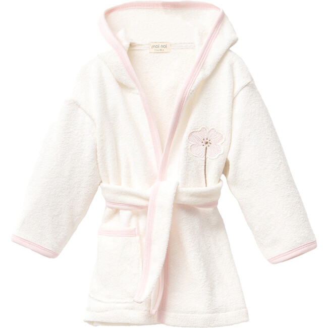 Flower Graphic Bathrobe, Ivory