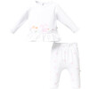 Chipmunk Graphic Ruffle Outfit, White - Mixed Apparel Set - 1 - thumbnail