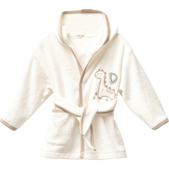 Dino Graphic Bathrobe, Ivory