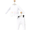 Chipmunk Graphic Ruffle Outfit, White - Mixed Apparel Set - 2