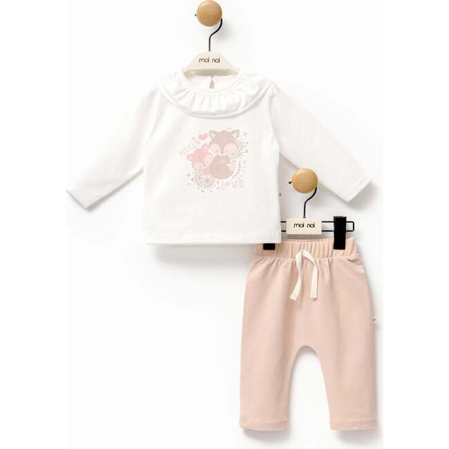 Fox Graphic Outfit, White - Mixed Apparel Set - 4