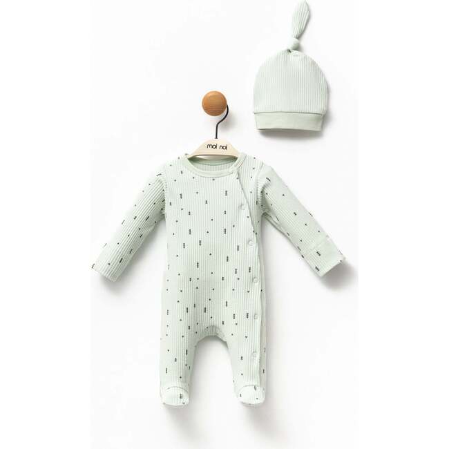 Forest Print Babygrow & Hat, Mint - Footie Pajamas - 4